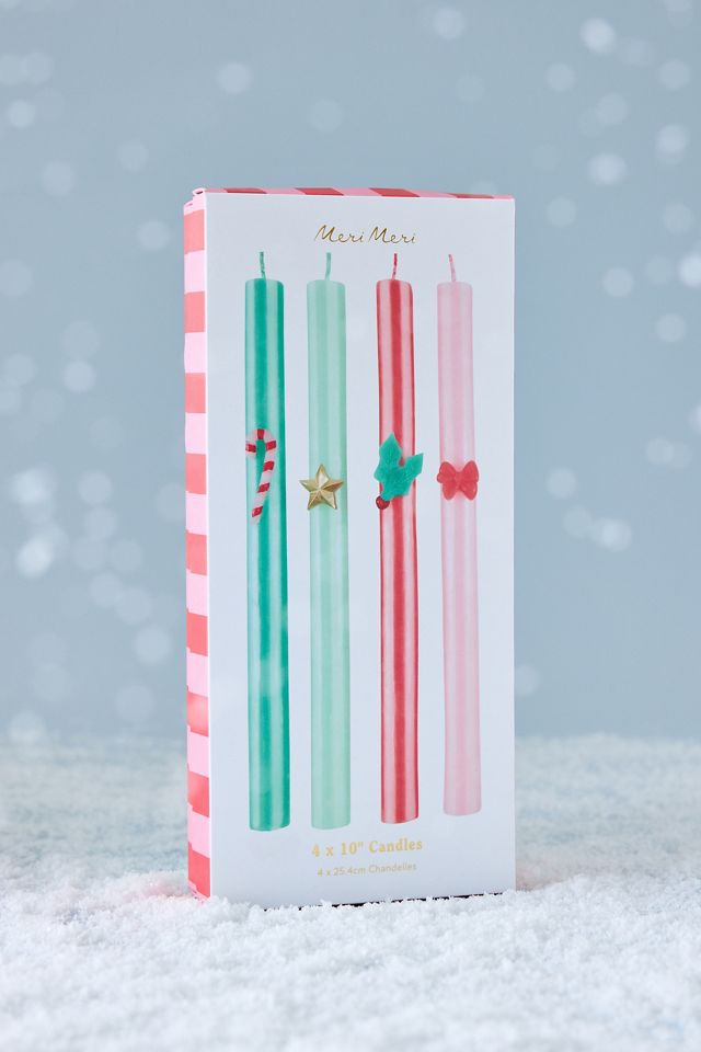 Candele da Tavolo a Righe Festive Meri Meri, Set di Quattro #1