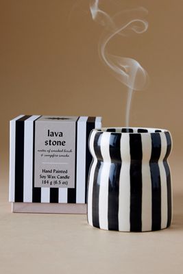 Candela in Ceramica a Righe Paddywax Cabana Lava Stone
