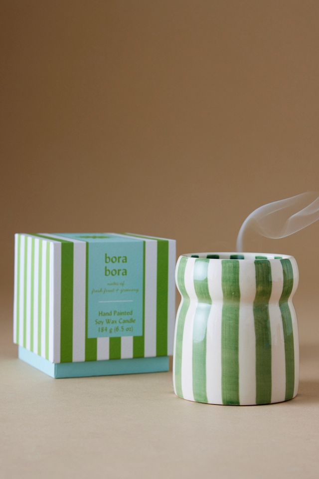Candela in Ceramica a Righe Paddywax Cabana Bora Bora #1