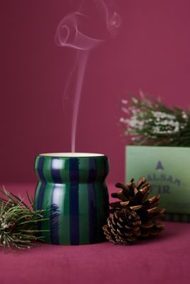 Paddywax Balsam Fir Striped Ceramic Candle