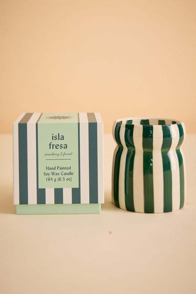 Paddywax Cabana Isla Fresa Striped Ceramic Candle #1