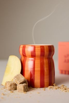 Paddywax Cabana Spiced Apple Striped Ceramic Candle
