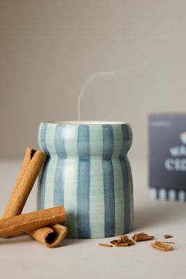 Paddywax Cabana Warm Cider Striped Ceramic Candle