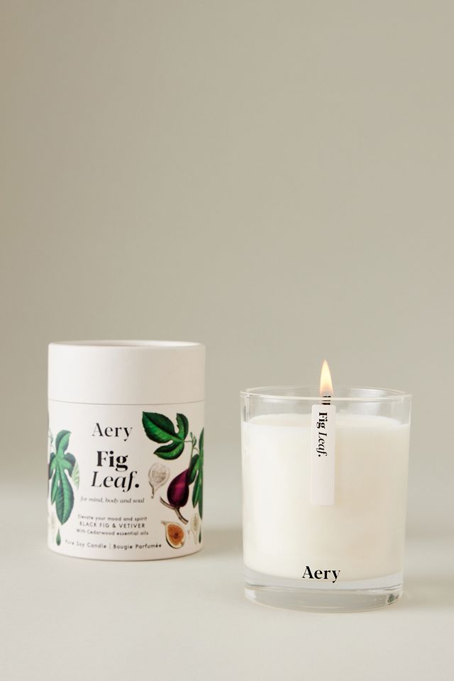 Aery Fig Leaf Glass Candle | Anthropologie UK