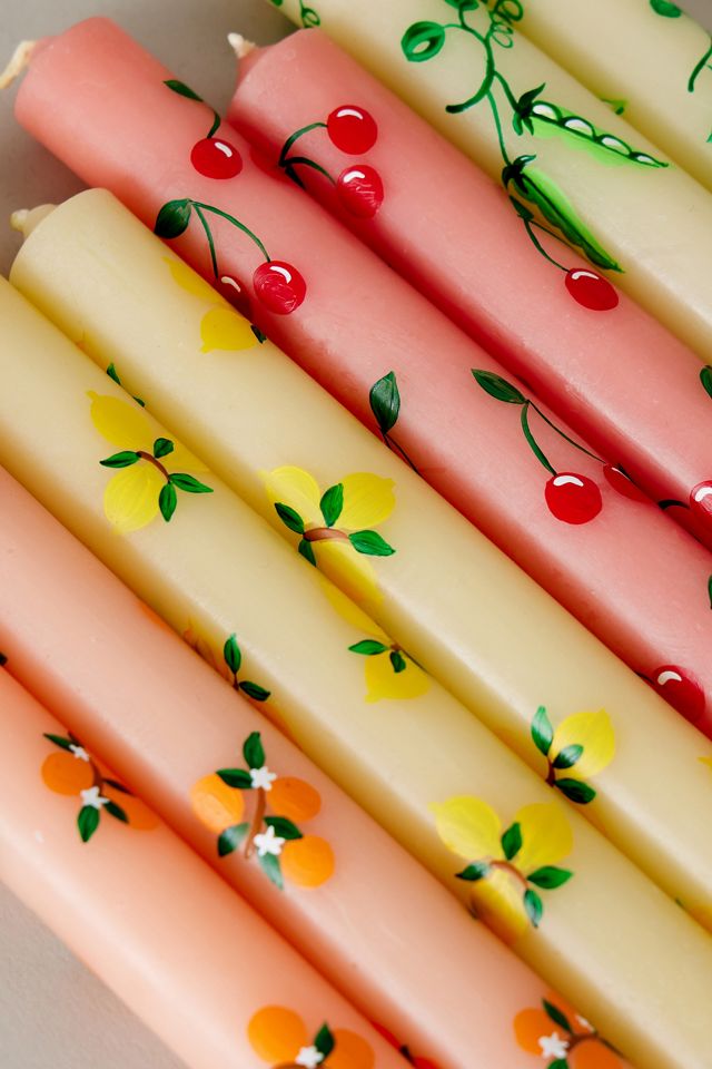 Bable London Velas cónicas naranjas pintadas a mano, juego de 2 #1