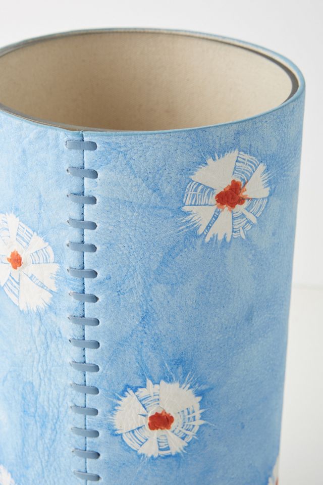 Shibori-Dyed Leather Vase #1