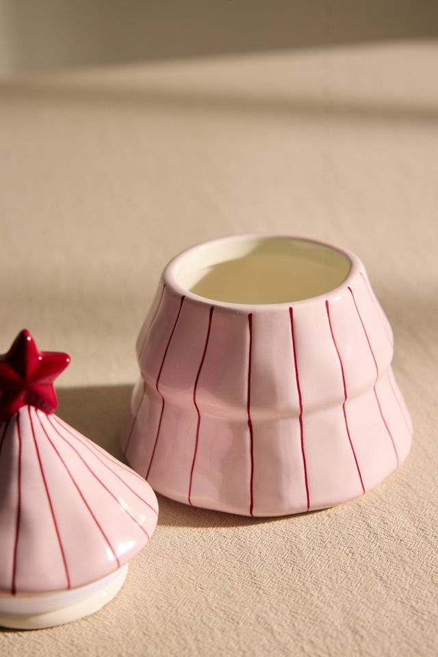 Pink Stripe Tree Jar with Lid #2