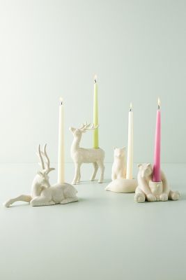 ANTHROPOLOGIE Arctic Woodland Taper popular Candle Holder Sitting Deer