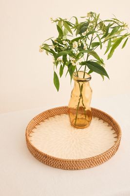 Plateau rond en rotin
