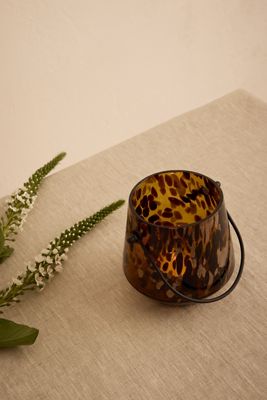 Portavelas de Cristal con Estampado de Leopardo