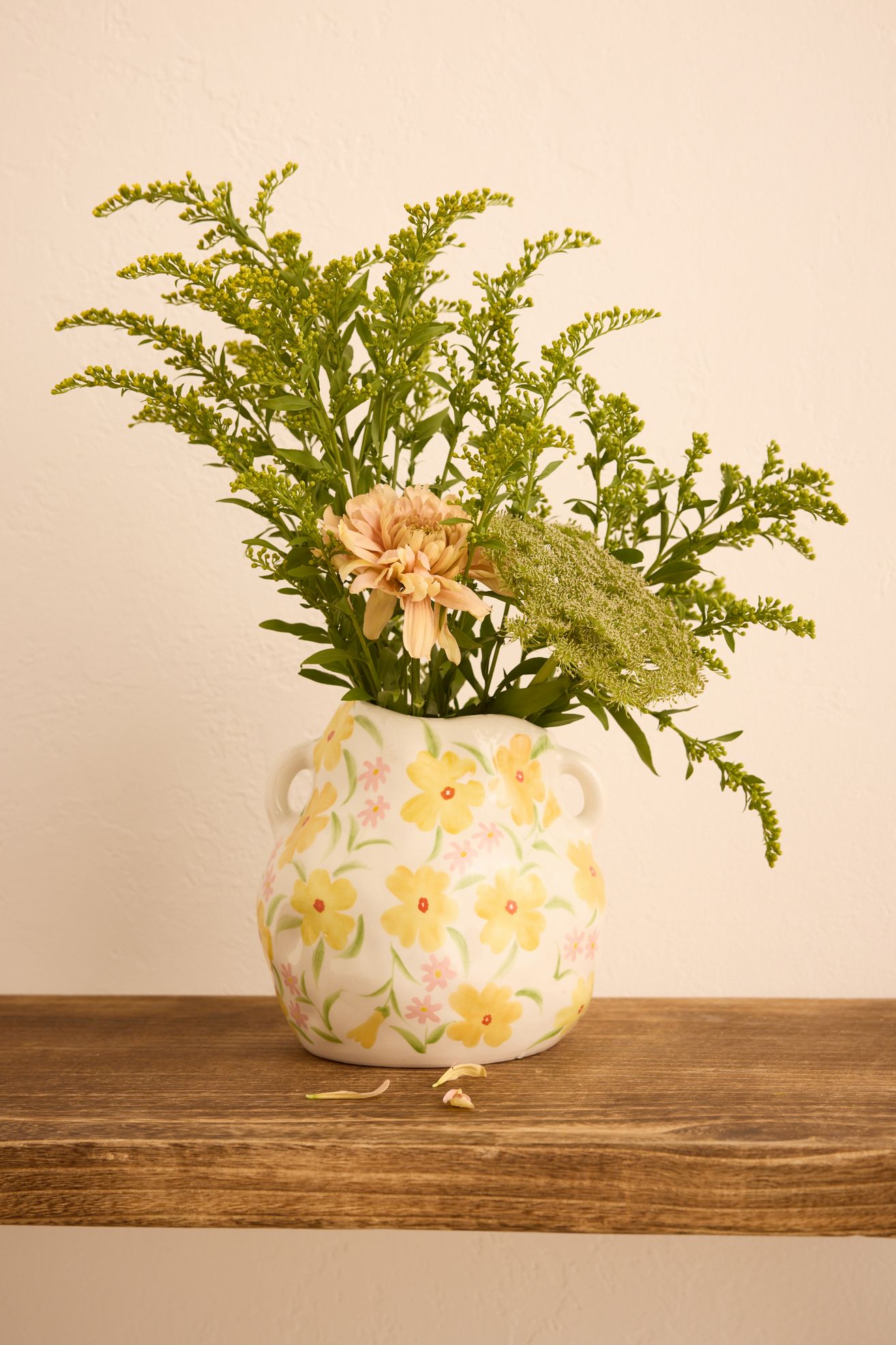 Floral Urn Vase - WHITE, One Size
