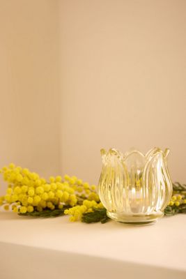Portacandela in Vetro con Fiore