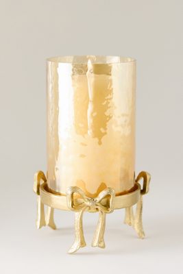 Glass Candle Holder with Bow Base