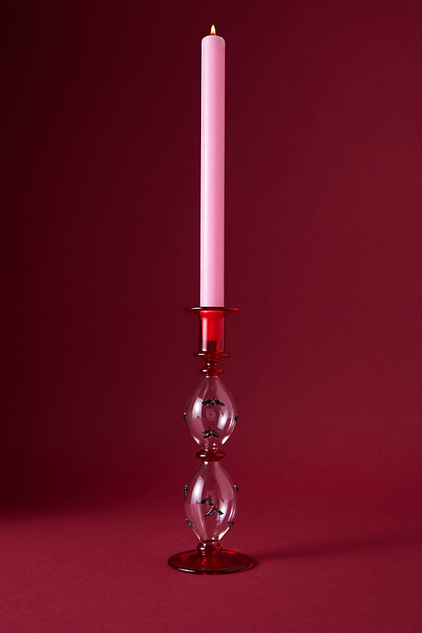 Anna + Nina The Winter Berries Glass Taper Candle Holder