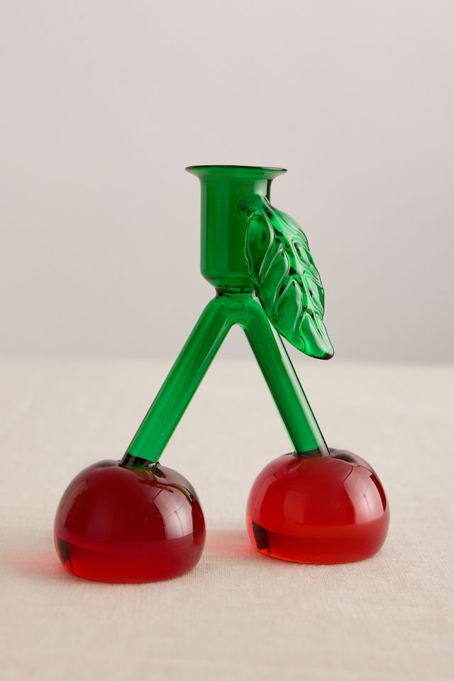 Bougeoir en verre cerise Anna + Nina #1