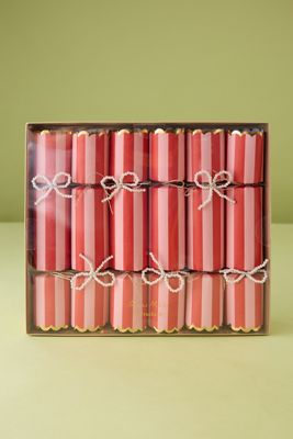 Crackers de Noël Meri Meri avec nœud en velours à rayures, paquet de 6