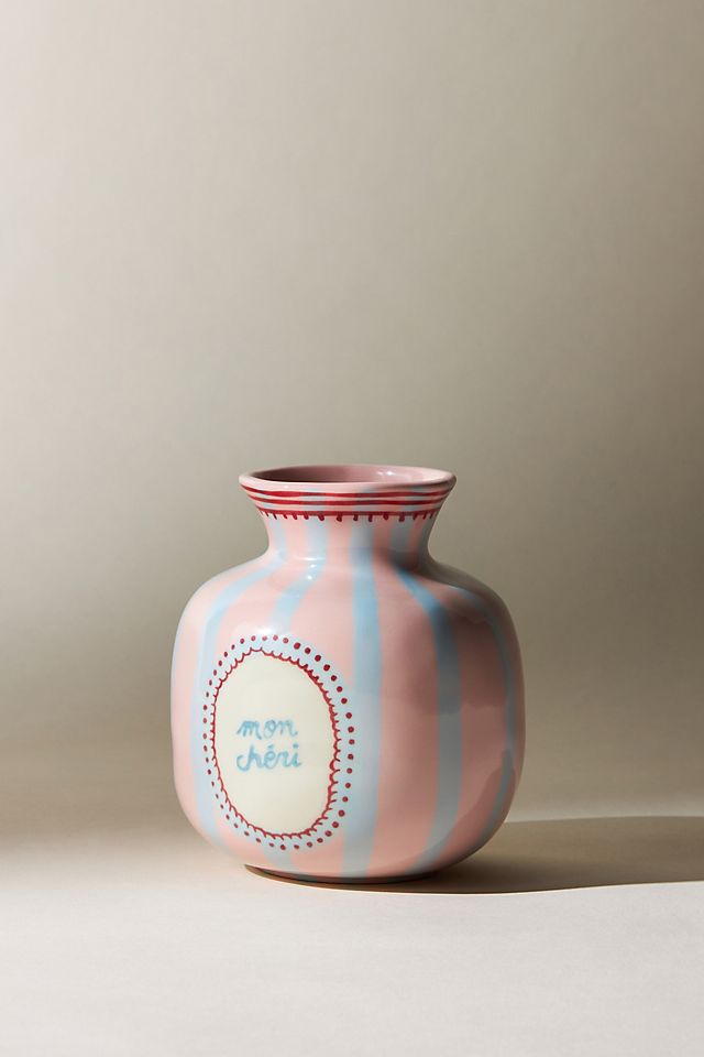 Pink and blue vase for February