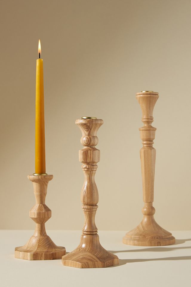 Aria Wooden Taper Candlestick #1