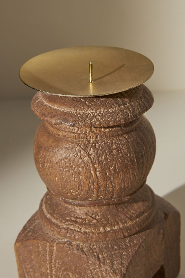 Wood Pillar Candle Holder #2