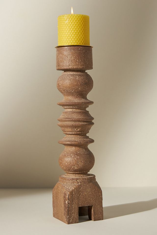 Wood Pillar Candle Holder #3