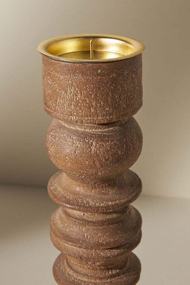 Wood Pillar Candle Holder #4