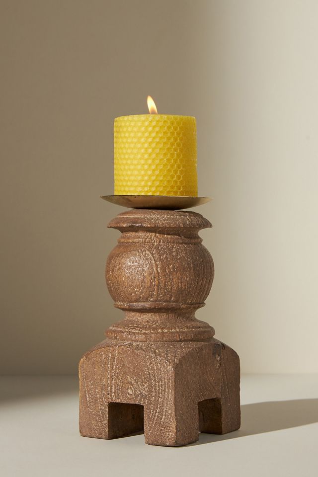 Wood Pillar Candle Holder #1