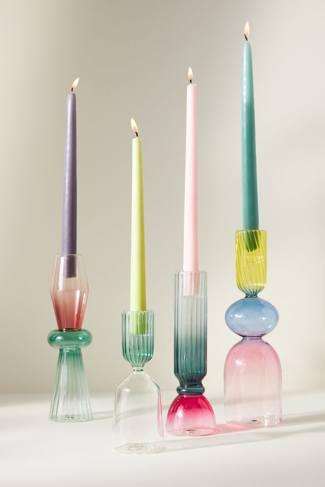 Glass taper candle clearance holders