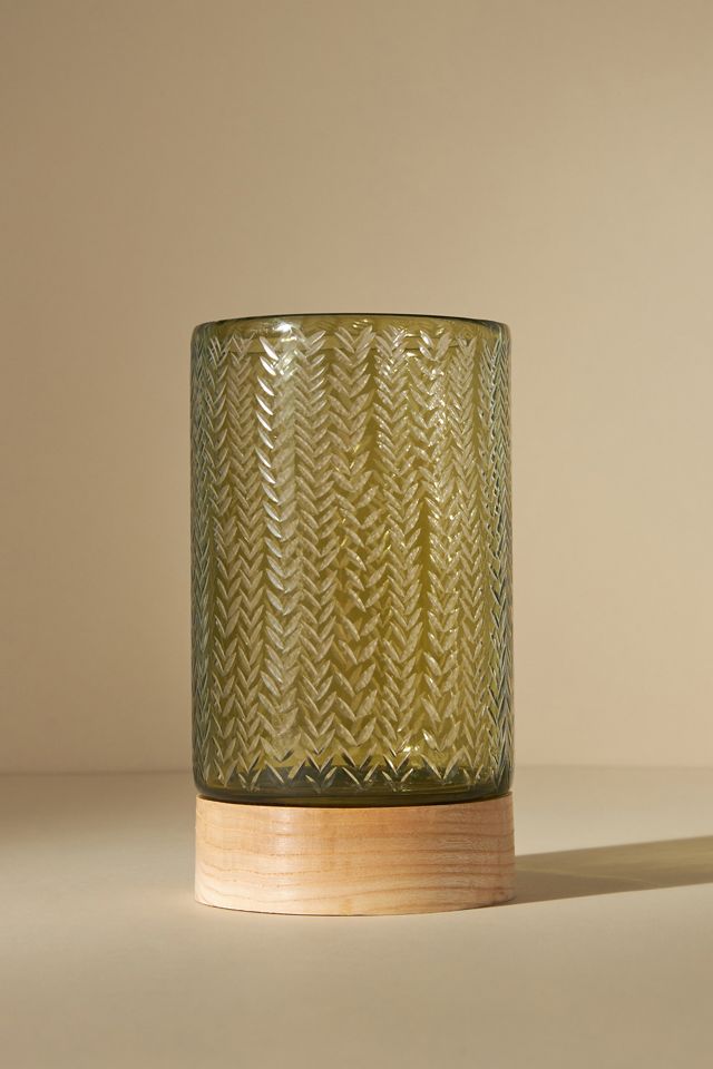 Etched Leaf Glass Hurricane #2