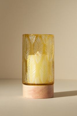 Etched Leaf Glass Hurricane