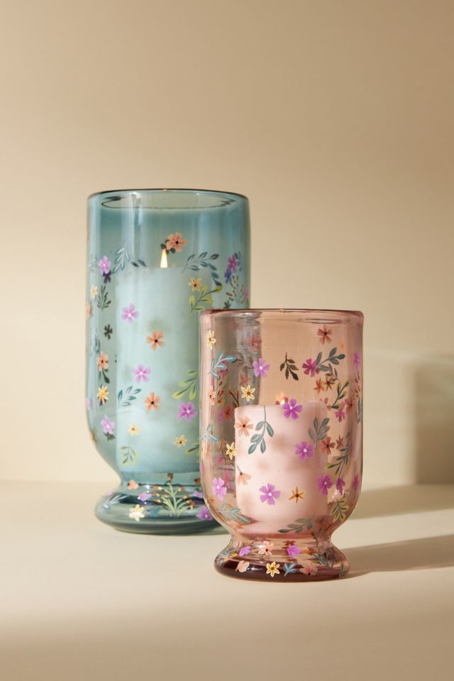 Floral Glass Hurricane #4