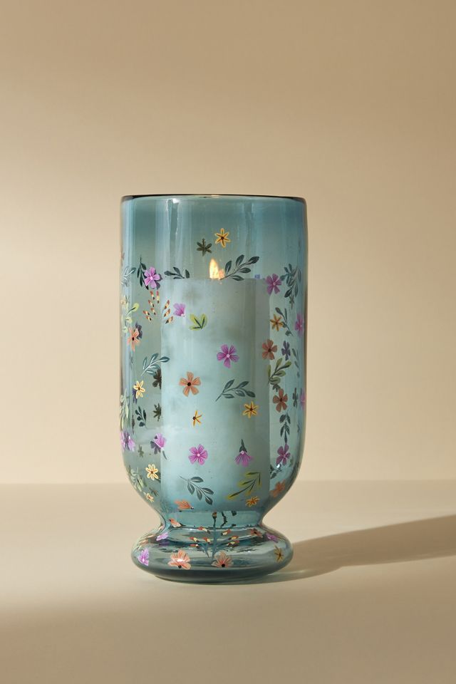 Floral Glass Hurricane #1