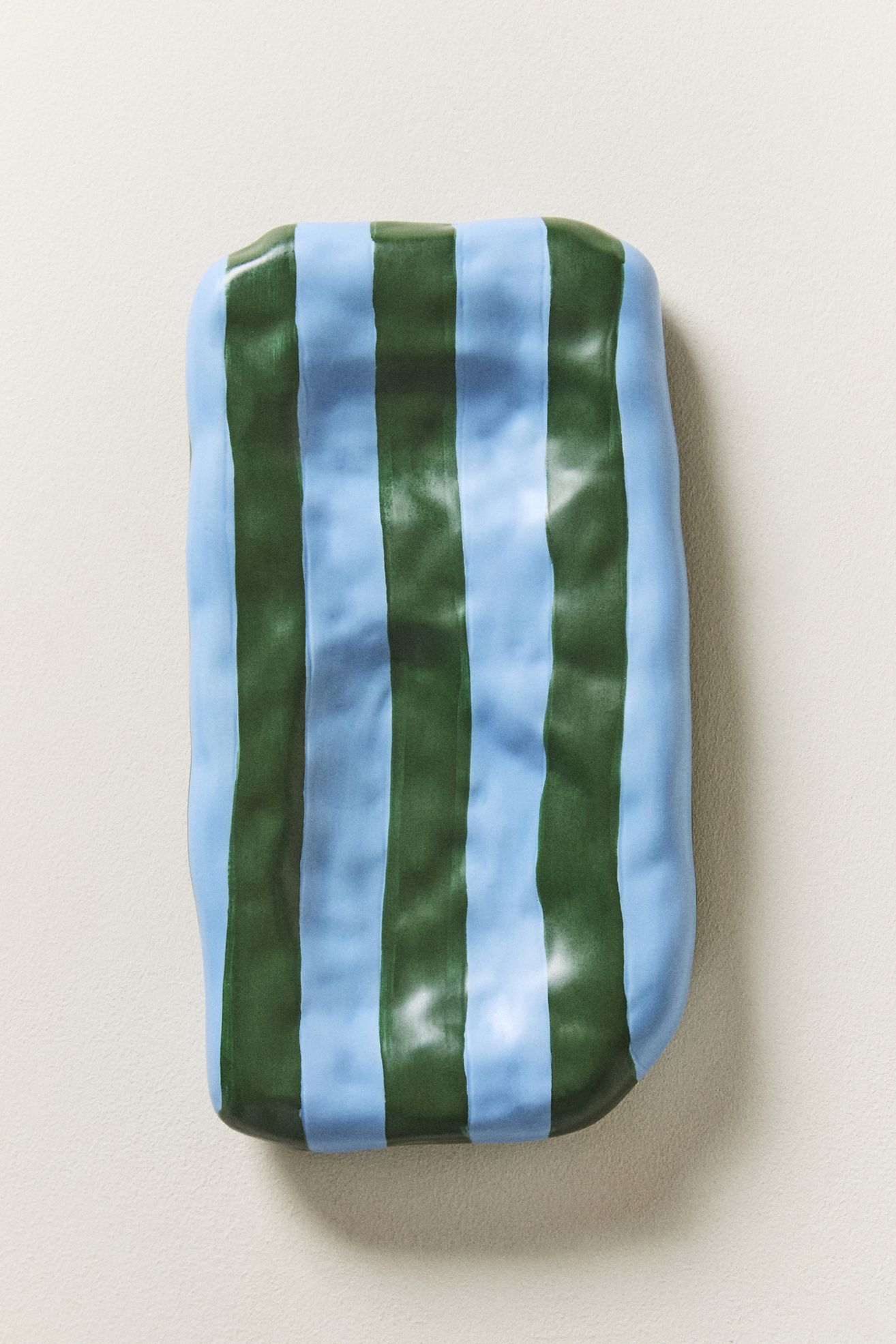 Maya Eline Leroy Striped Ceramic Trinket Dish - Blue/Green, Assorted