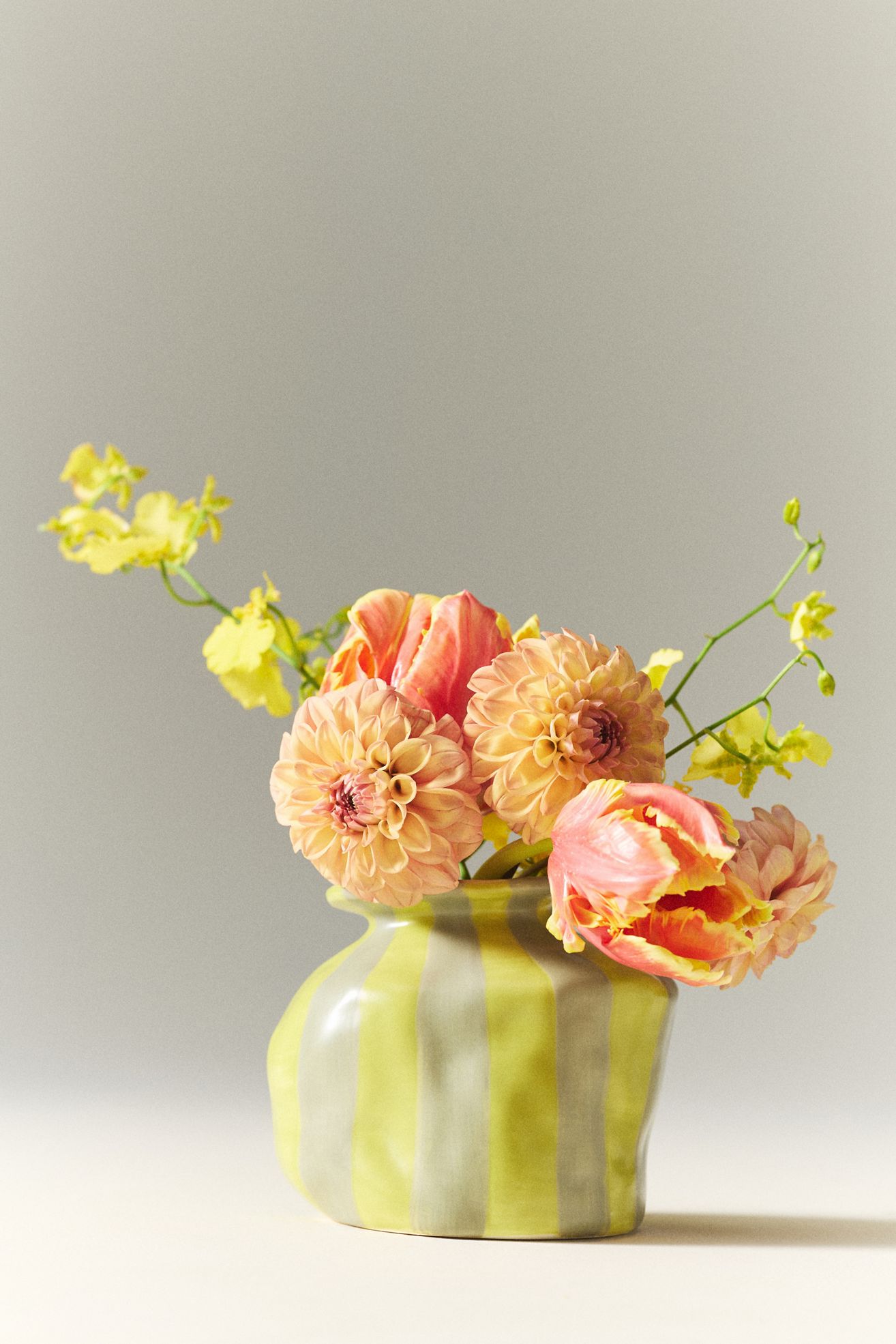 Maya Eline Leroy Striped Ceramic Vase - Yellow, Assorted