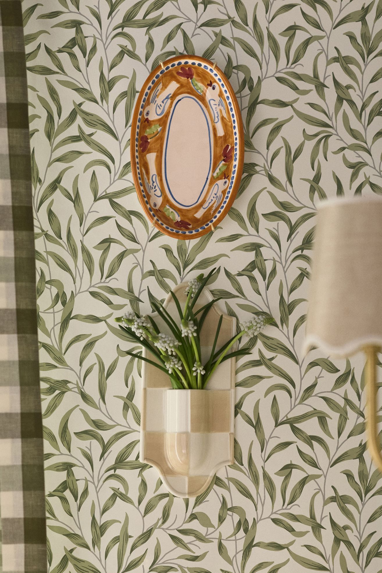 Mari Stoneware Wall Vase - Neutral Checkered, Assorted