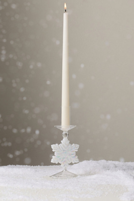 Anthropologie Yuletide Glass Candle Holder In White