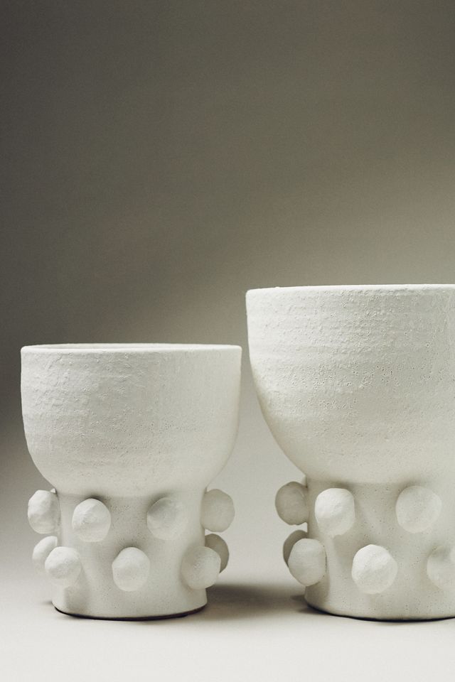 White Spheres Textured Ceramic Planter  #1