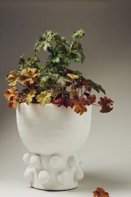 White Spheres Textured Ceramic Planter 