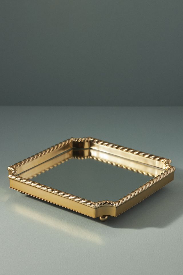 Livy Gold Metal Mirrored Bar Tray #1