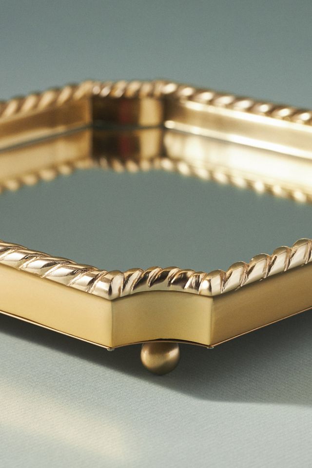Livy Gold Metal Mirrored Bar Tray #2
