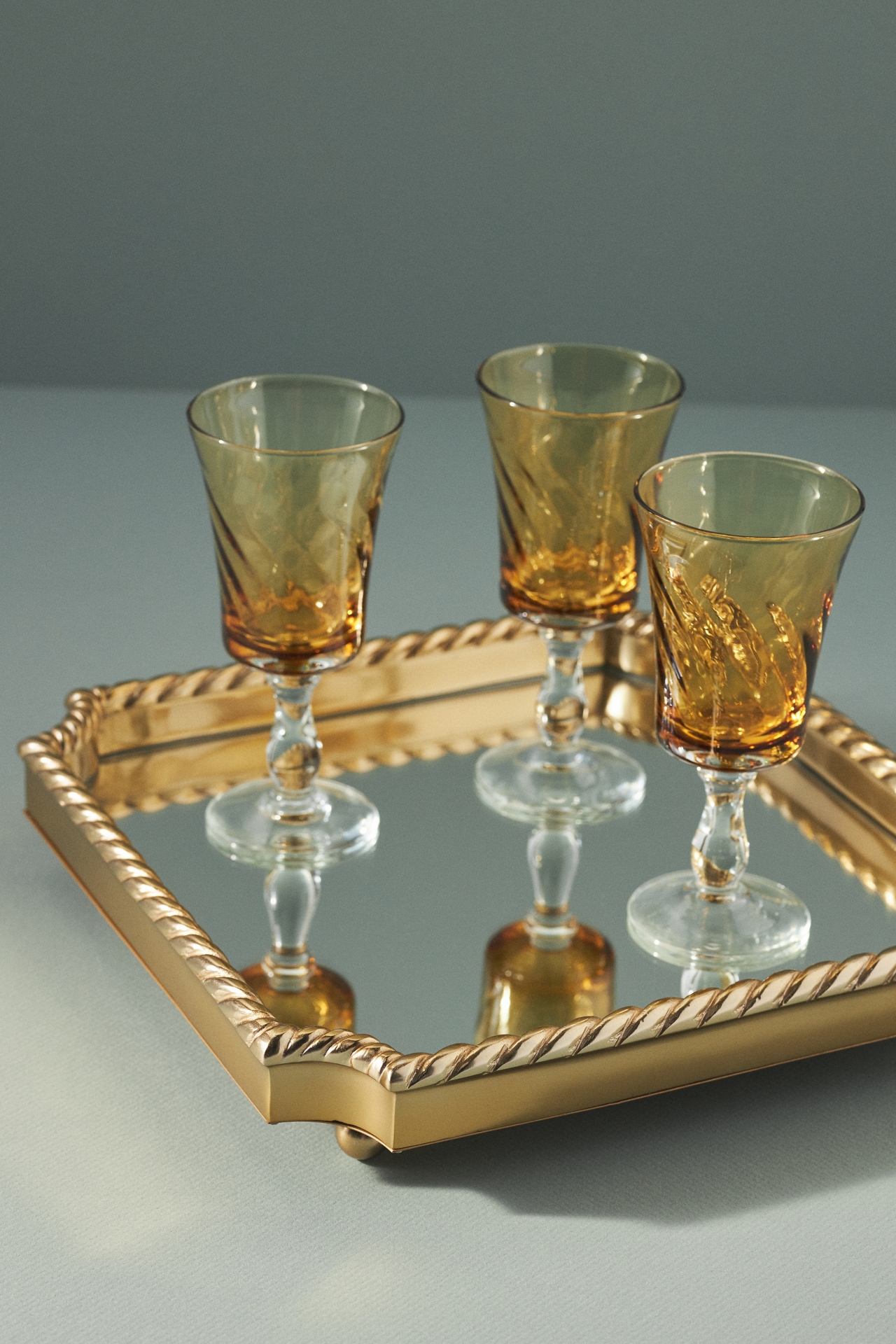 Livy Gold Metal Mirrored Bar Tray