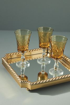 Livy Gold Metal Mirrored Bar Tray