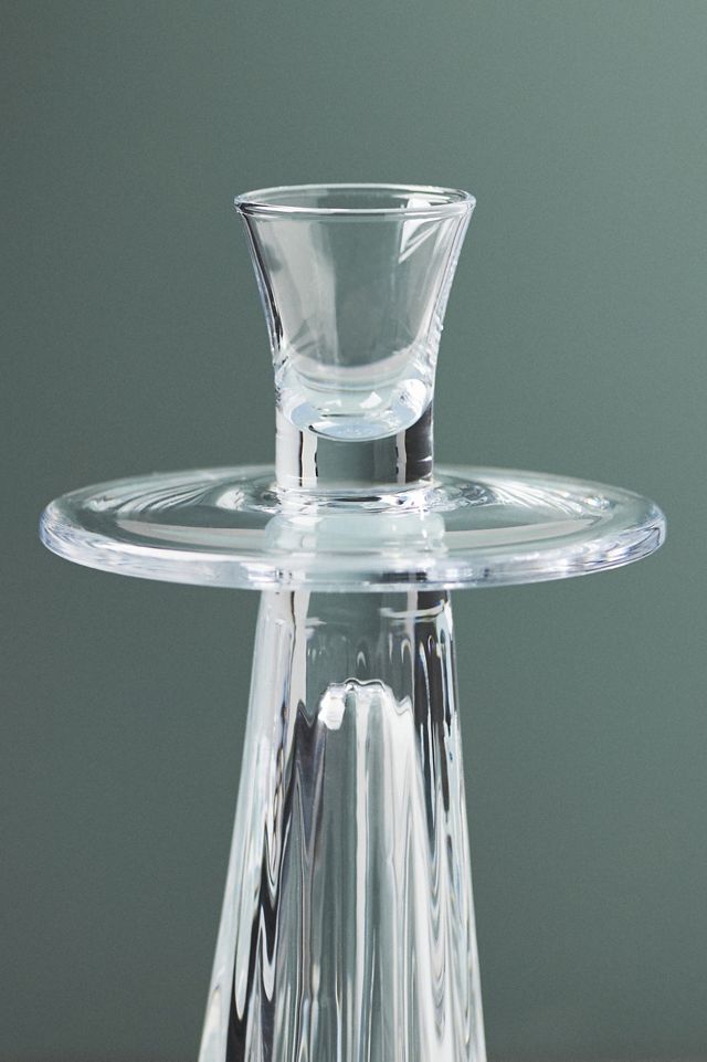 Large Decorator Ribbed Glass Candle Holder #2