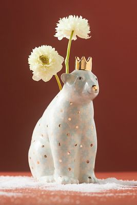 Winterland Animal Ceramic Pattern Bud Vase