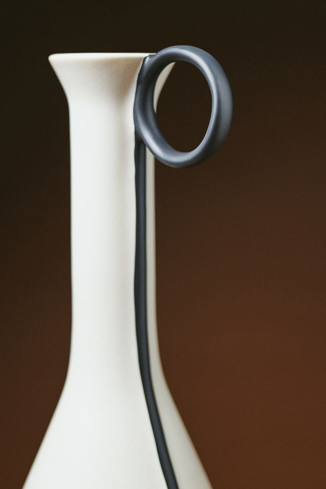 Anita Black Pinstriped White Ceramic Vase  #2