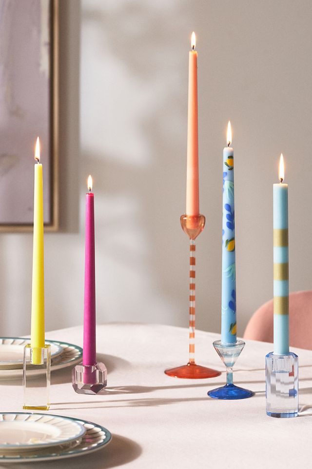 Eleanor Striped Glass Taper Candle Holder #3