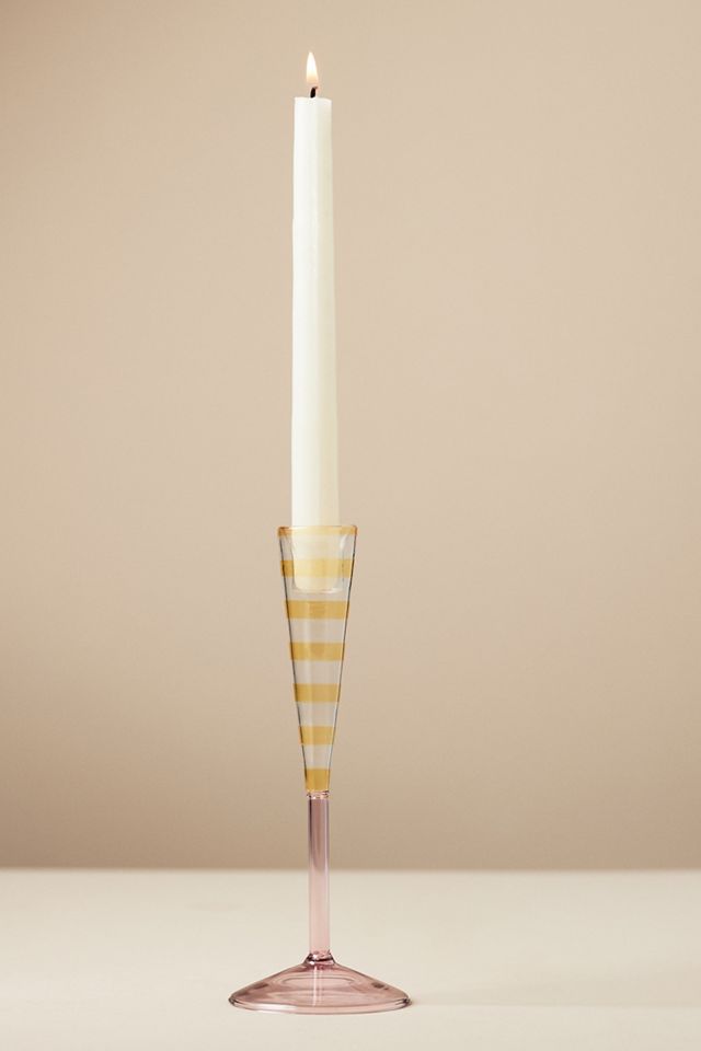Eleanor Striped Glass Candle Holder