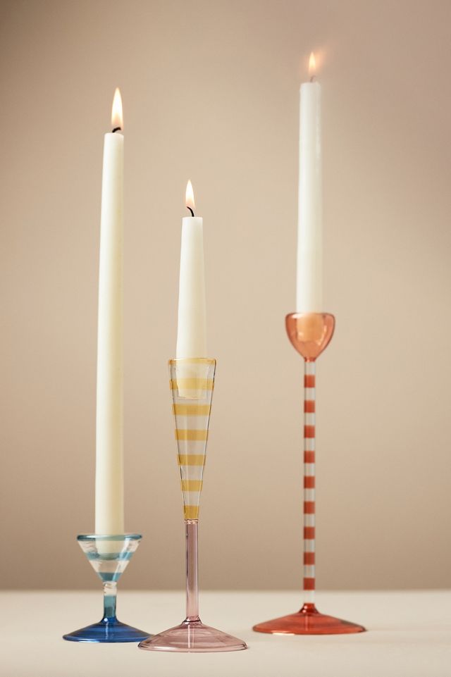 Bougeoir en verre rayé Eleanor #1