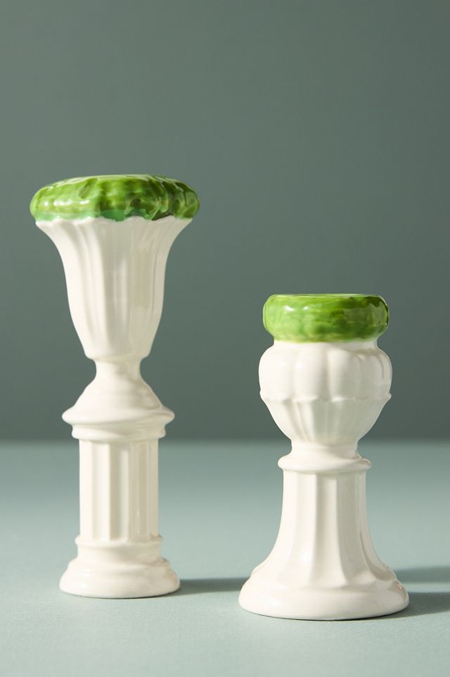 Topiary Figural Stoneware Taper Candle Holder