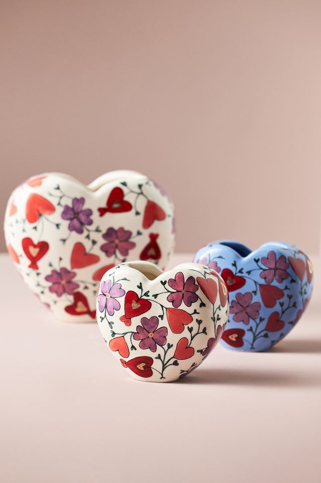 The Mud Fairy Blooming Hearts Stoneware Heart Vase #1