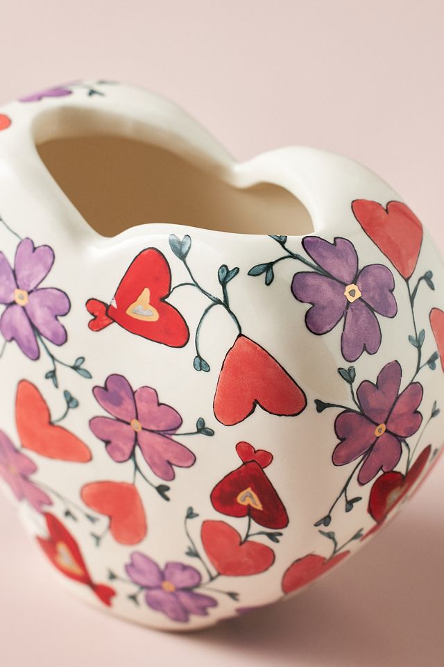 The Mud Fairy Blooming Hearts Stoneware Heart Vase #3